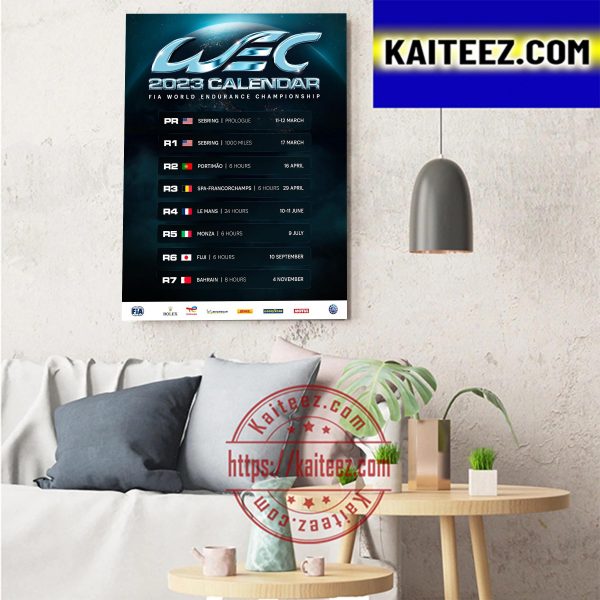 WEC 2023 Calendar FIA World Endurance Championship Art Decor Poster Canvas