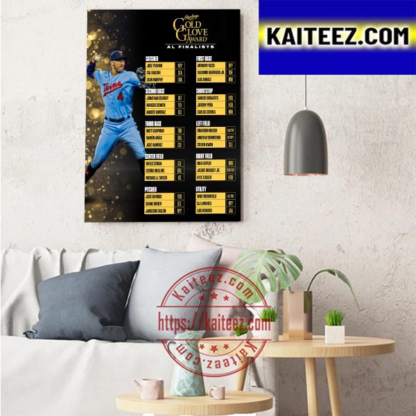 2022 Rawlings Sports Gold Glove Award AL Finalists Art Decor Poster