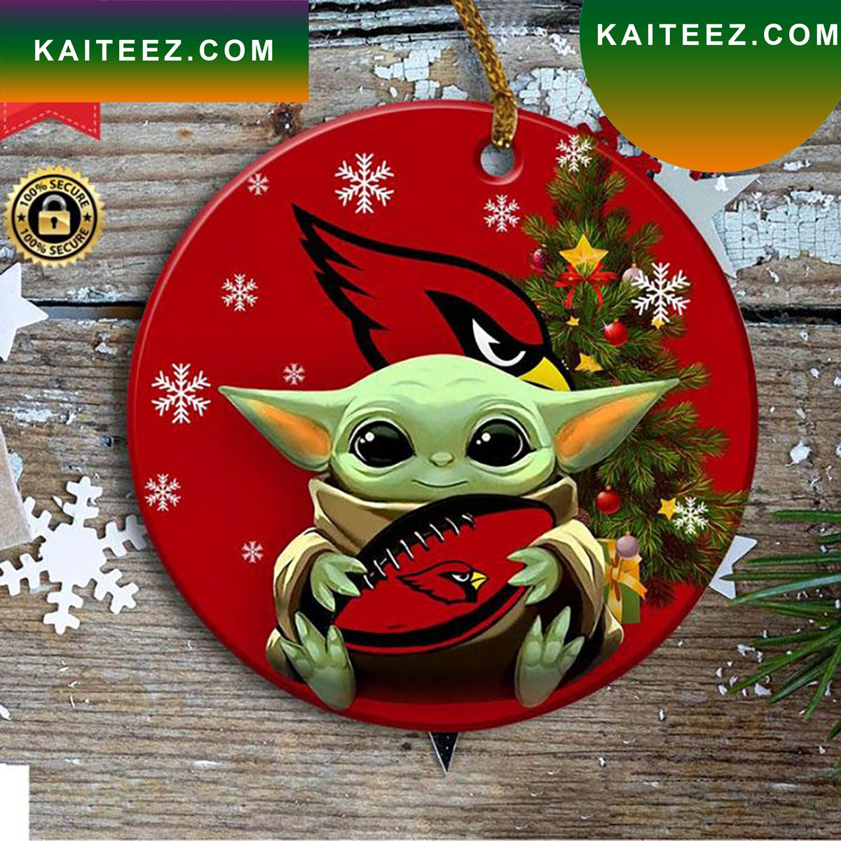 Arizona Cardinals Baby Yoda Christmas Ornament Kaiteez