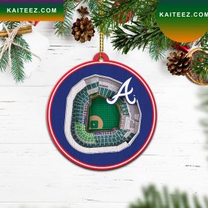 Atlanta Braves Stadium 2 Layered Wood Christmas Ornament