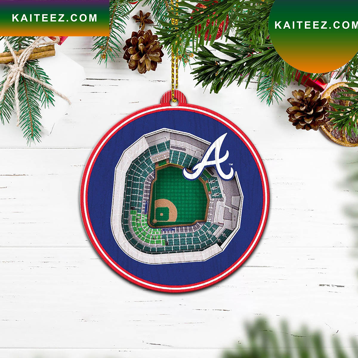 ATLANTA Braves Ballpark Truist Park Christmas Ornament | Christmas Tree  Decor | Rustic Christmas Decor | Wood Engraved Ornament
