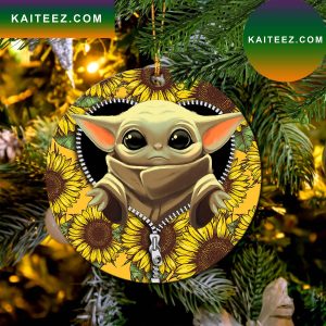 Baby Yoda Sunflower Zipper Mica Circle Ornament Perfect Gift For Holiday