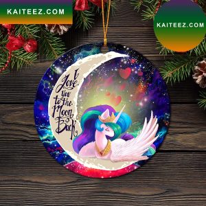 Beauty Unicorn Love You To The Moon Galaxy Mica Circle Ornament Perfect Gift For Holiday
