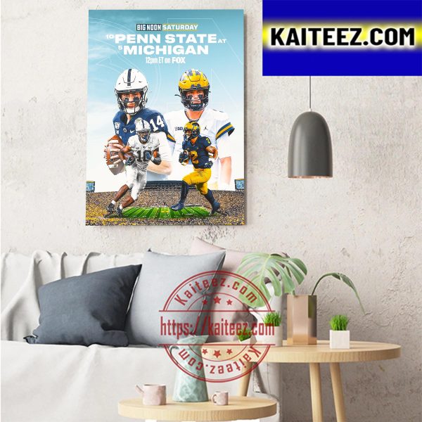 Big Noon Saturday Michigan Football Vs Penn State Football Art Decor Poster Canvas