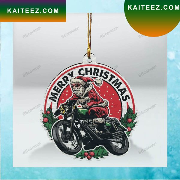 Biker Santa Merry Christmas Custom Christmas Ornament