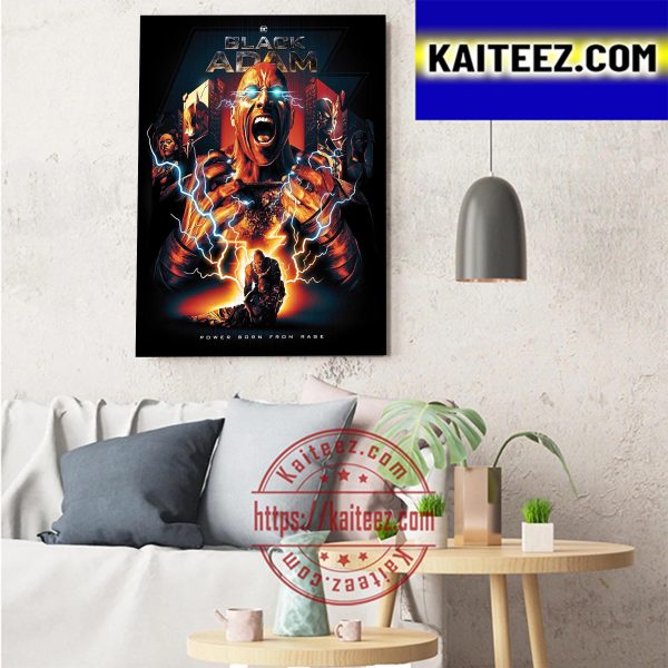 Black Adam Power Born From Rage DC Movie Art Decor Poster Canvas