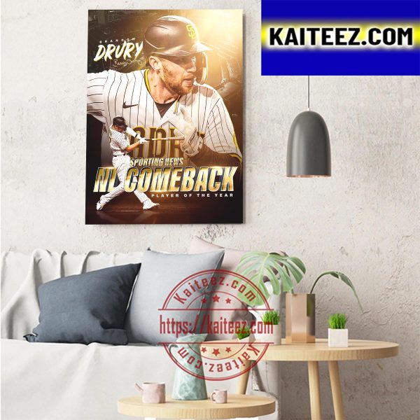 Brandon Drury San Diego Padres The Sporting News NL Comeback Player Of The Year Art Decor Poster Canvas