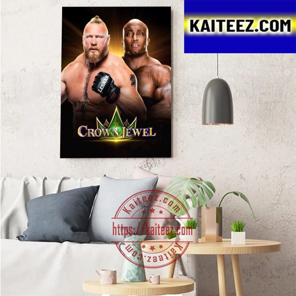 Brock Lesnar Vs Bobby Lashley At WWE Crown Jewel Art Decor Poster Canvas