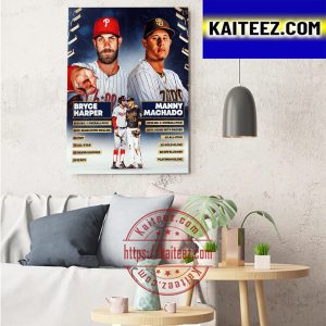 Bryce Harper And Manny Machado Face Off In The World Series 2022 MLB Postseason Art Decor Poster Canvas