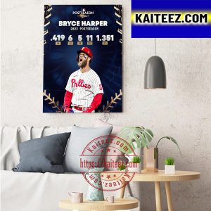Bryce Harper Of Philadelphia Phillies In 2022 MLB Postseason Art Decor Poster Canvas
