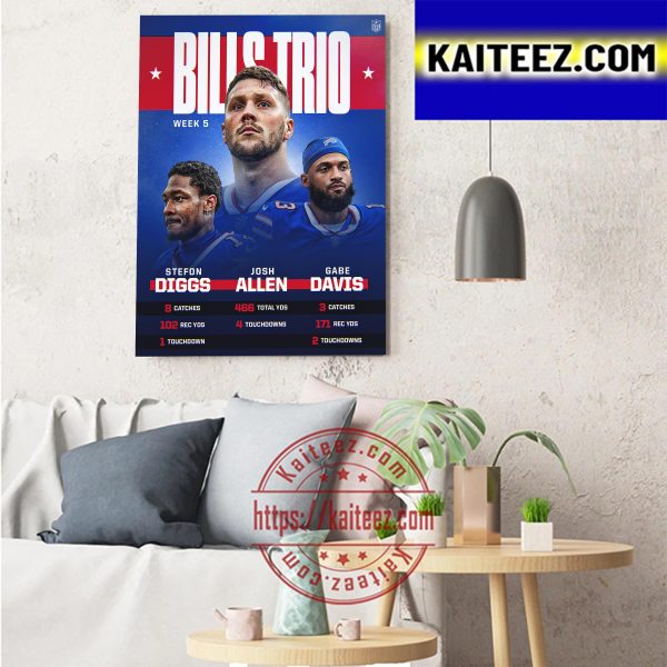 Buffalo Bills Trio Week 5 Art Decor Poster Canvas