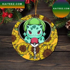Bulbasaur Pokemon Sunflower Zipper Mica Circle Ornament Perfect Gift For Holiday