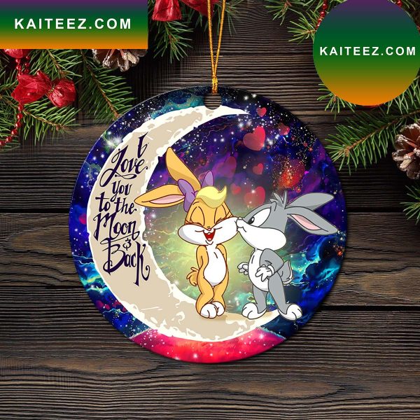 Bunny Couple Love You To The Moon Galaxy Mica Circle Ornament Perfect Gift For Holiday