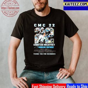 CMC 22 Christian Mccaffrey Carolina Panther Thank You For Memories Vintage T-Shirt