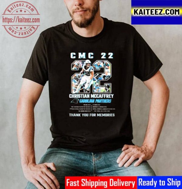 CMC 22 Christian Mccaffrey Carolina Panther Thank You For Memories Vintage T-Shirt