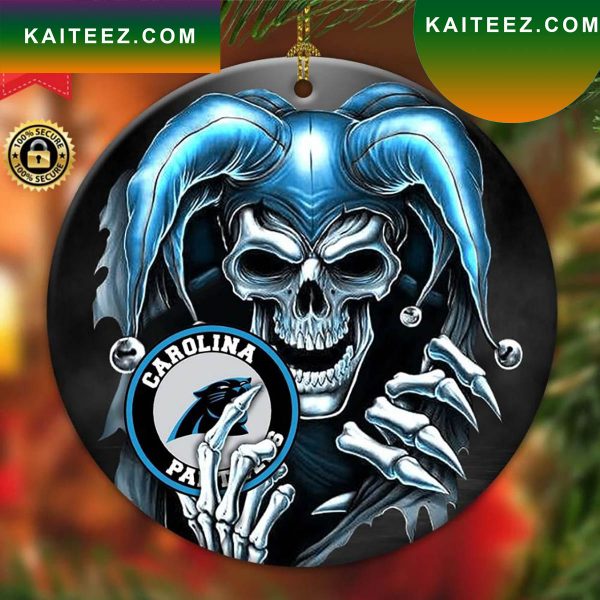 Carolina Panthers NFL Skull Joker Christmas Ornament