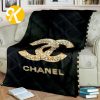 Chanel Big Golden Logo In Black Background Basic Blanket