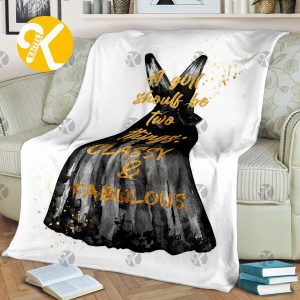 Chanel Iconic Little Black Dress With Golden Quote In White Background Blanket