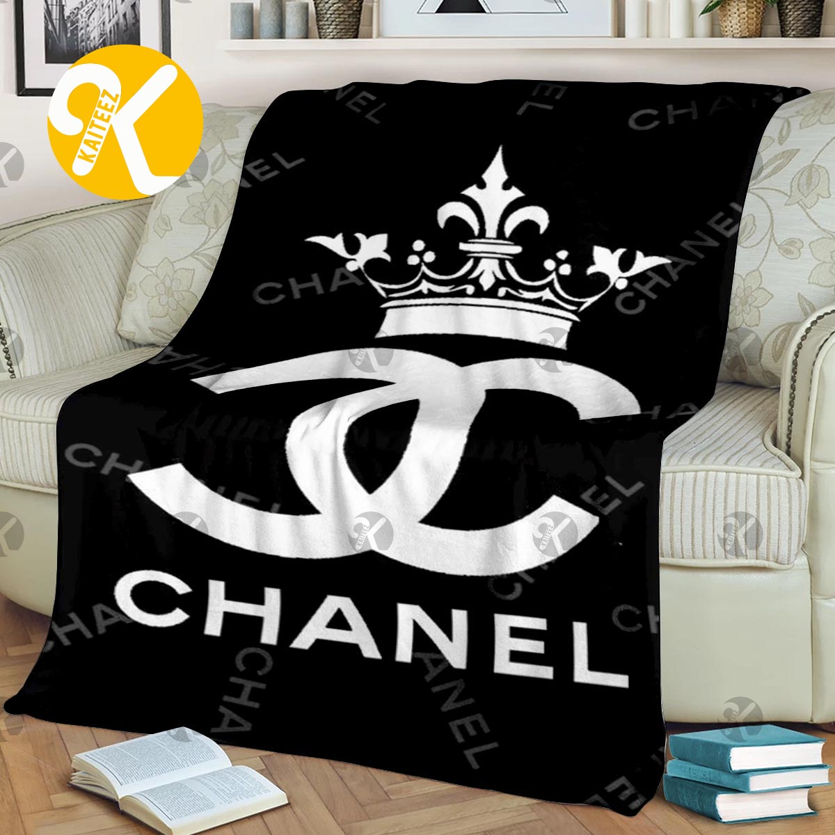 Chanel King Big Logo In Black Background Blanket - Kaiteez