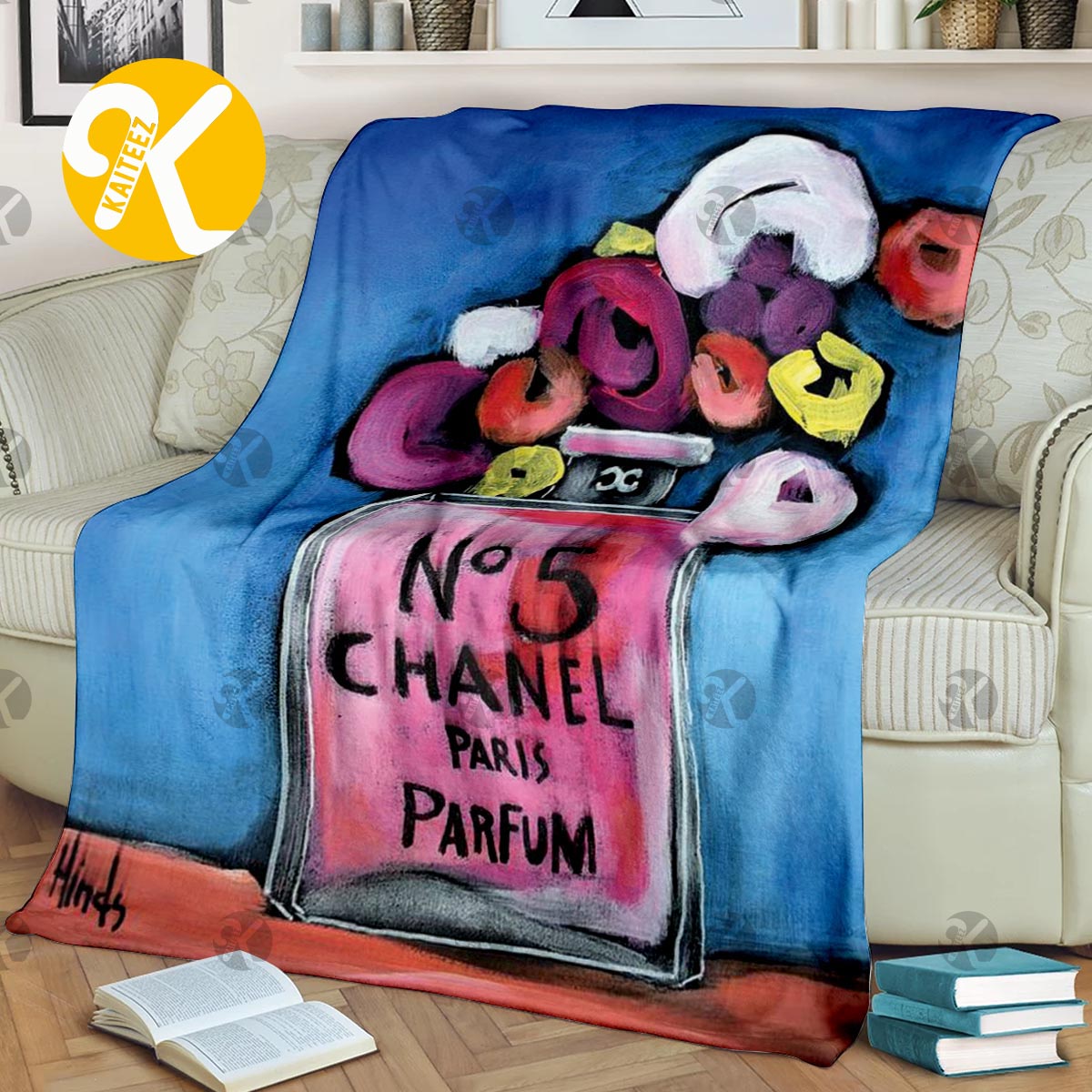 Chanel No.5 Parfum Vintage Drawing Artwork Blanket - Kaiteez