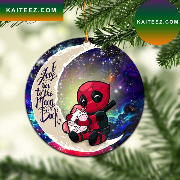 Chibi Deadpool Unicorn Toy Love You To The Moon Galaxy Mica Circle Ornament Perfect Gift For Holiday