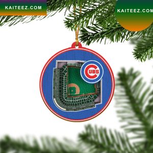 Chicago Cubs Stadium 2 Layered Wood Christmas Ornament