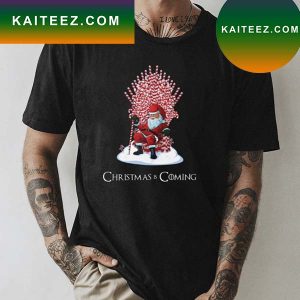 Christmas Is Coming Santa Candy Cane Throne Essential T-Shirt