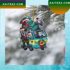 Christmas Pine Tree Horror Squad On Bus Christmas Ornament