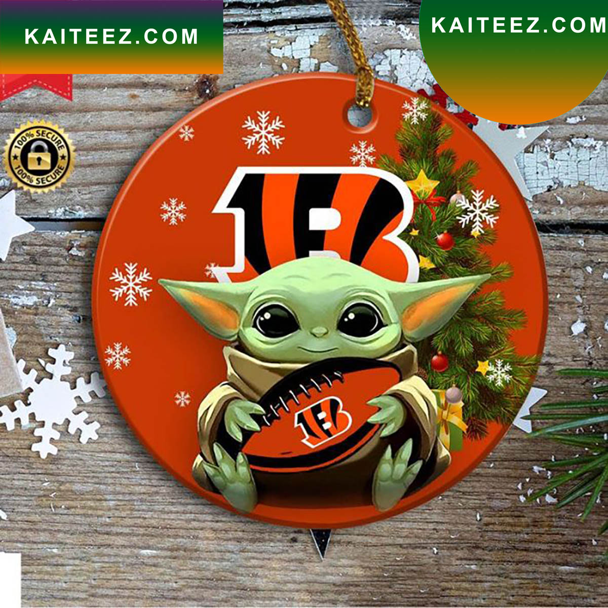 Cincinnati Bengals Baby Yoda Christmas Ornament Kaiteez