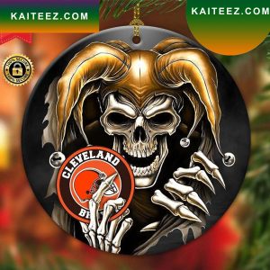 Cleveland Browns NFL Skull Joker Christmas Ornament