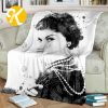 Coco Chanel Black And White Photo With Golden ‘Different’ Quote In White Background Blanket