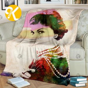 Coco Chanel Watercolor Effect In Vintage Background Blanket