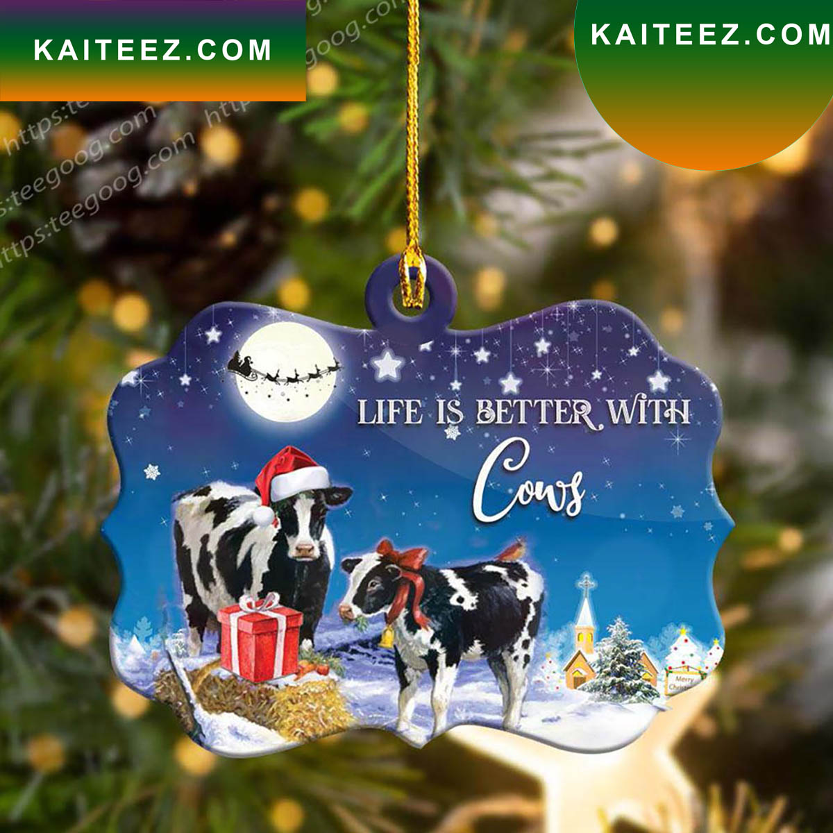 Cow Christmas Shape Ornament - Kaiteez