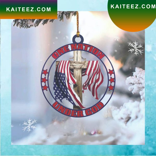 Cross One Nation Under God American Flag Patriotic Christmas Ornament