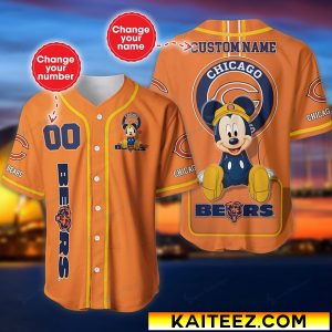Custom Name And Number Disney Mickey Chicago Bears NFL Baseball Jersey
