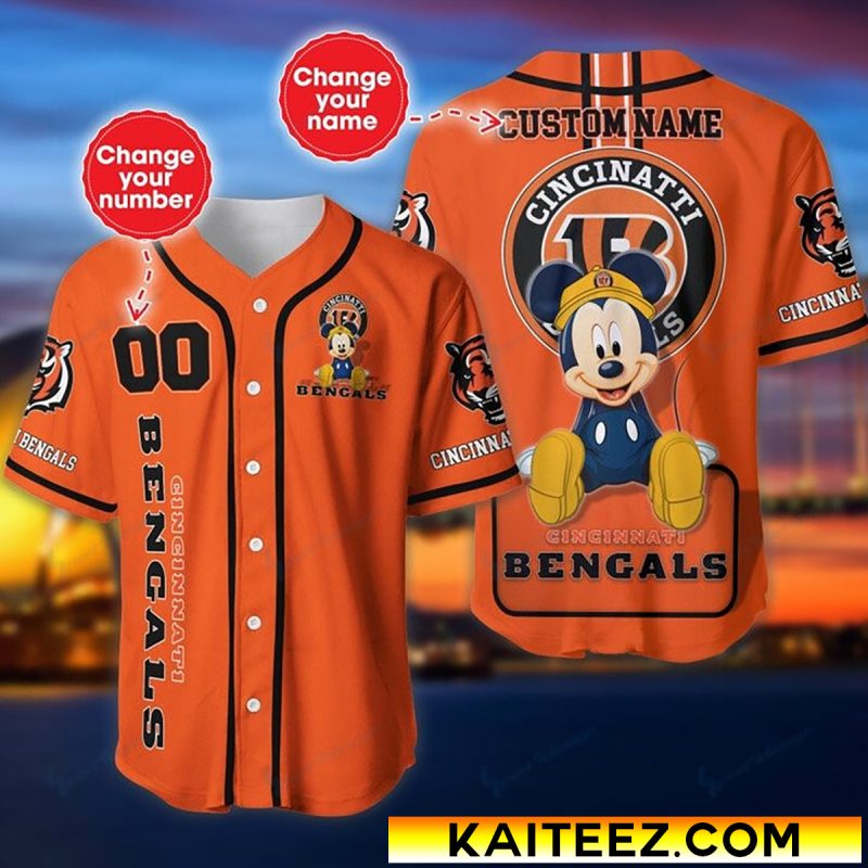 Custom Name And Number Disney Mickey Chicago Bears NFL Baseball Jersey