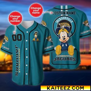 Custom Name And Number Disney Mickey Jacksonville Jaguars NFL Baseball Jersey