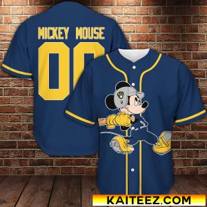 Custom Name And Number Disney Mickey Milwaukee Brewers MLB Baseball Jersey