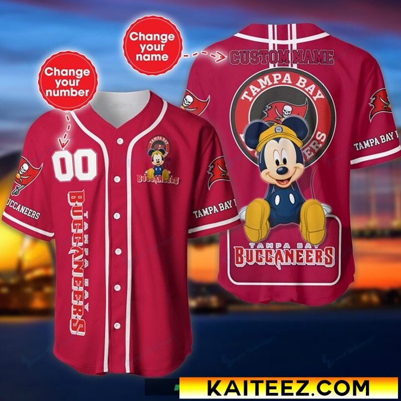 Disney Mickey And Friend Play Baseball Red Line Baseball Jersey - Kaiteez