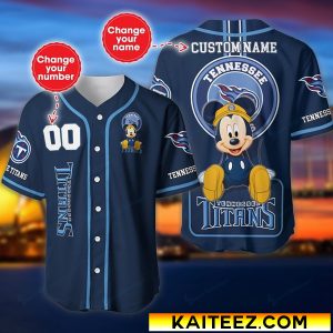 Custom Name And Number Disney Mickey Tennessee Titans NFL Baseball Jersey
