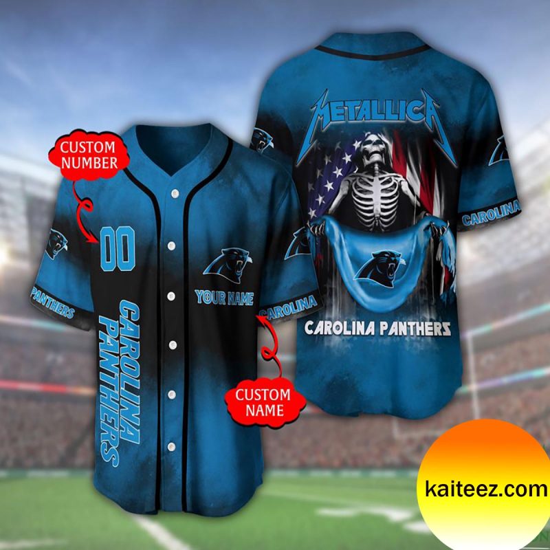 Custom Name And Number Metallica Band Carolina Panthers NFL Flag