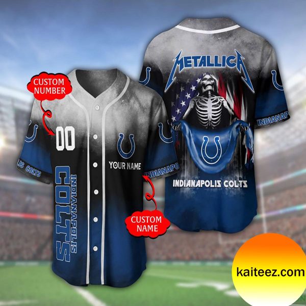 Custom Name And Number Metallica Band Indianapolis Colts NFL Flag America Baseball Jersey