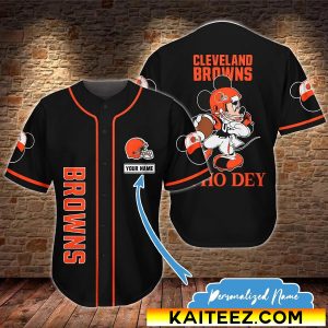 Custom Name Disney Mickey Cleveland Browns NFL Baseball Jersey