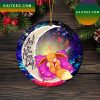 Cute Eevee Pokemon Couple Love You To The Moon Galaxy Mica Circle Ornament Perfect Gift For Holiday