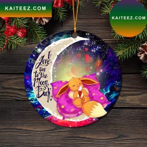 Cute Eevee Pokemon Sleep Night Love You To The Moon Galaxy Mica Circle Ornament Perfect Gift For Holiday