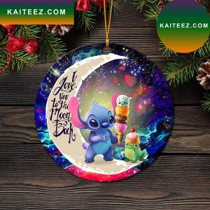 Cute Stitch Frog Icecream Love You To The Moon Galaxy Mica Circle Ornament Perfect Gift For Holiday