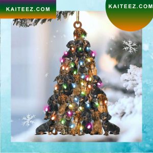 Dachshund Lovely Tree Christmas 2 Sides Christmas Ornament