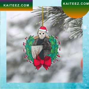 Dangerous Jason Voorhees With Santa Hat Christmas Ornament