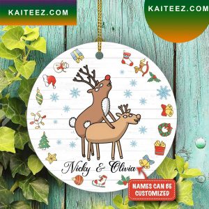 Deer Mating Family Christmas Ornament