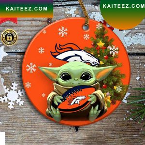 Denver Broncos Baby Yoda Christmas Ornament